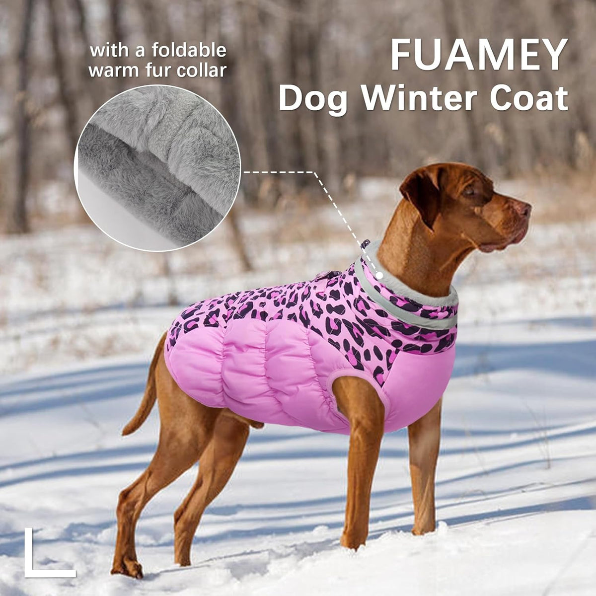 FUAMEY Dog Coat for Small Dogs,Waterproof Dog Winter Jacket with Harness Built in Puppy Cold
