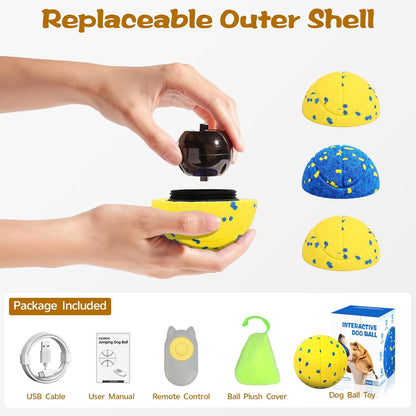 Dog Ball Interactive Dog Toy with Remote Control,Automatic Moving,Bouncing and Rotating 3