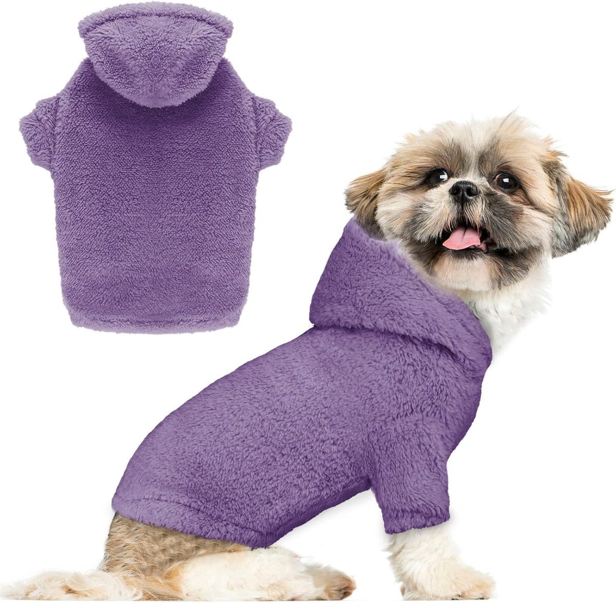 Fuzzy Dog Sweaters for Small Dogs Dog Hoodie Pet Clothes Warm Soft Cozy Coats Hooded Sweatshirt