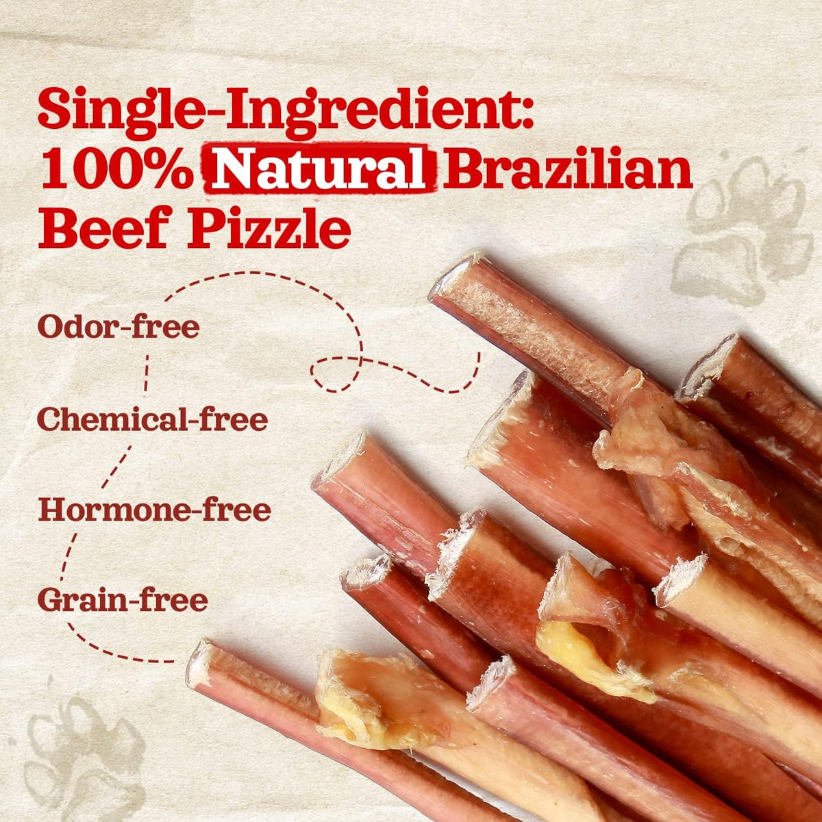 Natural Farm Odor-Free Thin Bully Sticks (12”, 25-Pack) All-Natural Long-Lasting Dog Chews, 100%
