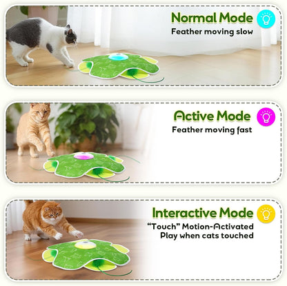 Interactive Cat Toys, Motion Activated, Moving Feather, Real Mouse Squeaky, Hide and Seek Cat Toys