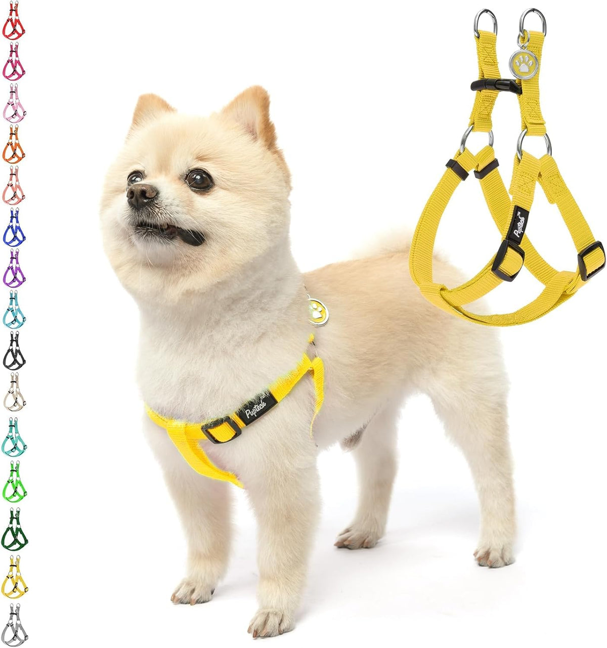 PUPTECK No Pull Dog Harness Soft Adjustable Basic Nylon Step in Puppy Vest Outdoor Walking with ID