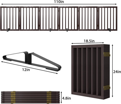 Freestanding Pet Gate 55-110" Extre Wide, Foldable Dog Gate for The Doorways House, Pet Gates for