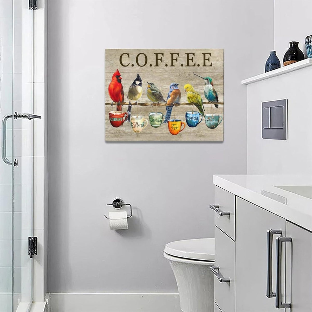 Rustic Bird Coffee Wall Art Kitchen Christ Coffee Pictures Wall Decor Farmhouse Cardinal
