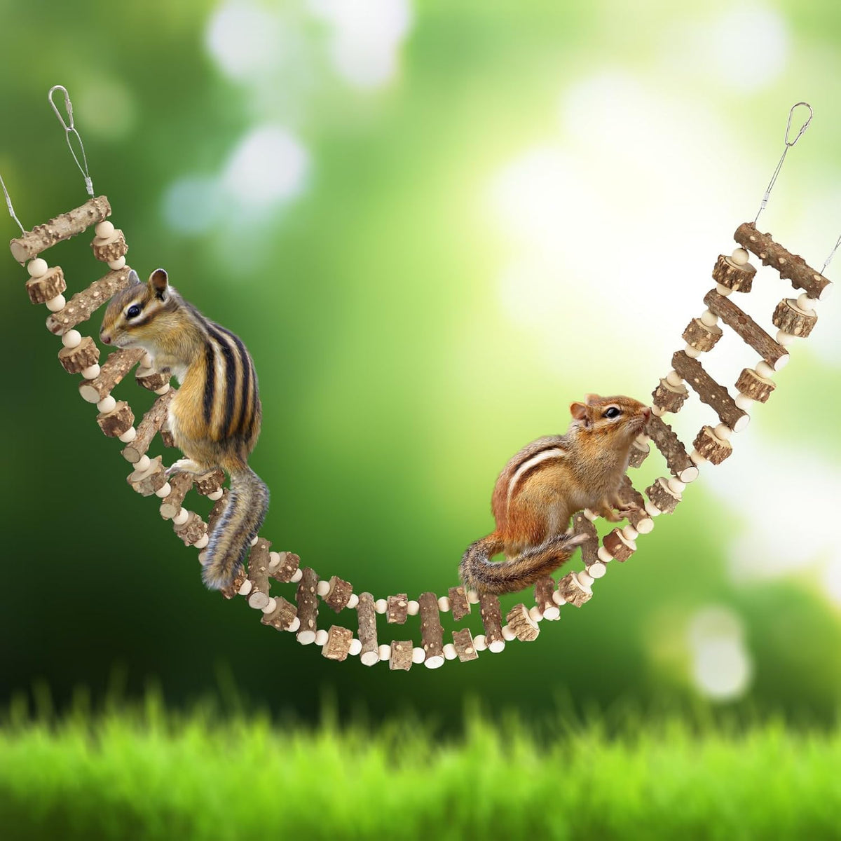 Natural Pepper Wood Hanging Pet Bridge & Swing, Rat & Hamster Climbing Toys, Bird Cage Accessories