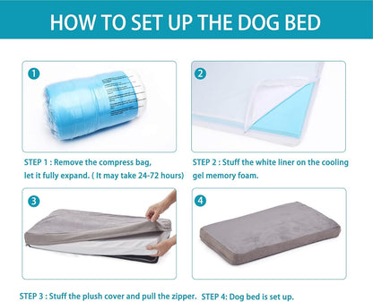 Orthopedic Memory Foam Dog Bed for Large Dogs, Cooling Dog Beds -Waterproof Pet Bed Mats for Crate
