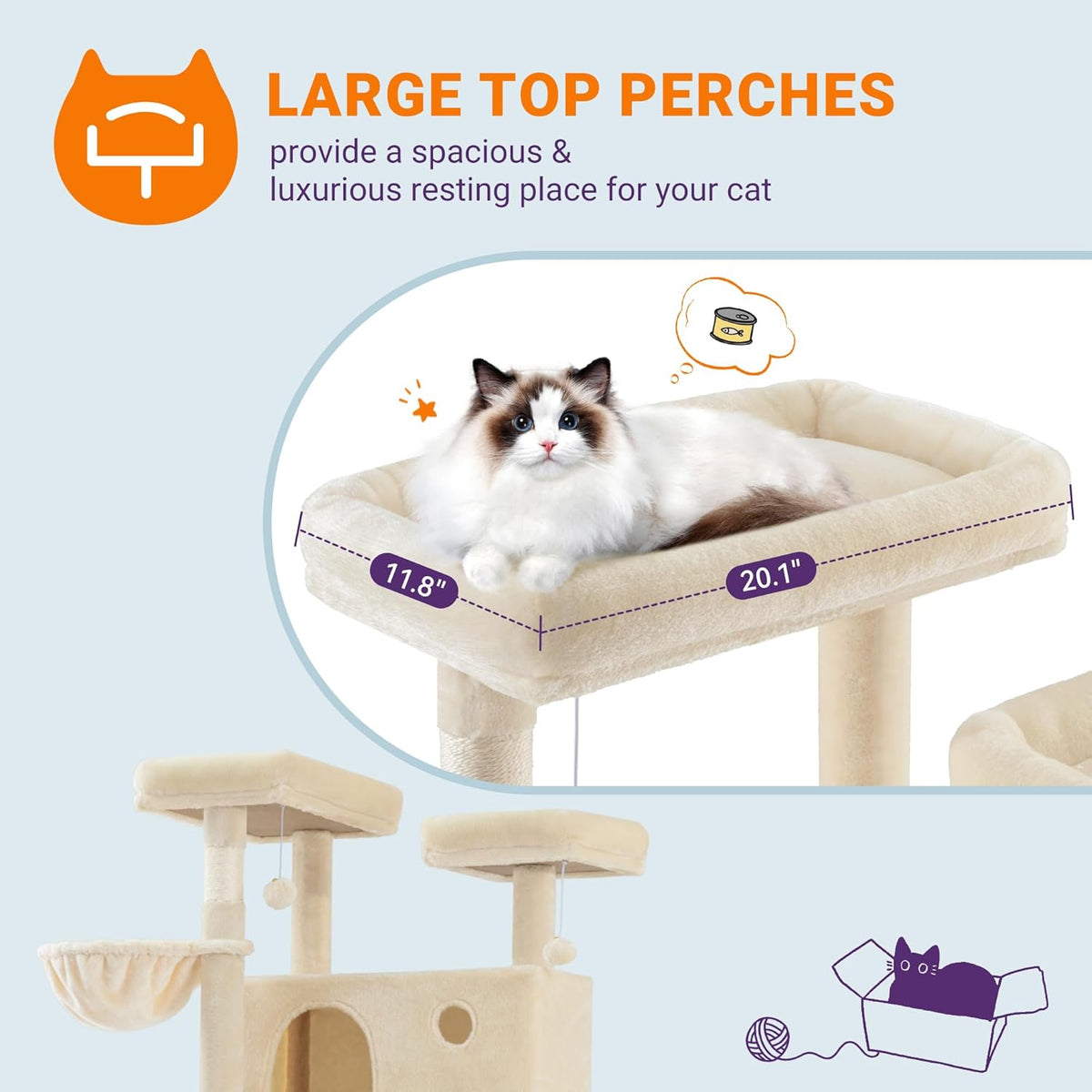 Allewie 81 Inches Tall Cat Tree/Multi-Level Large Climbing Tree House and Towers for Big