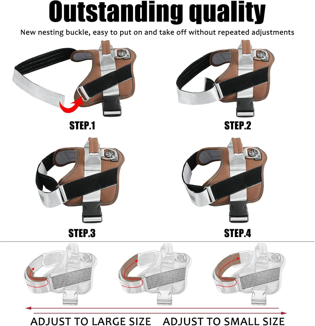 Bolux Dog Harness, No-Pull Reflective Dog Vest, Breathable Adjustable Pet Harness with Handle for