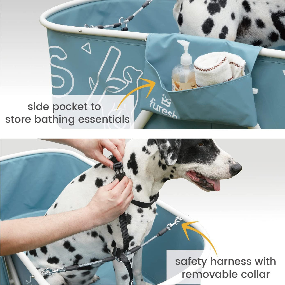Big Dipper Dog Bath Tub with Stairs, Elevated Portable Foldable Wash Station with Steps for