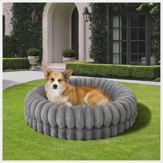 BALANCE Luxury Donut Dog Bed, 30 Inches Round Dog Bed Medium Size Dogs Washable, Orthopedic Calming