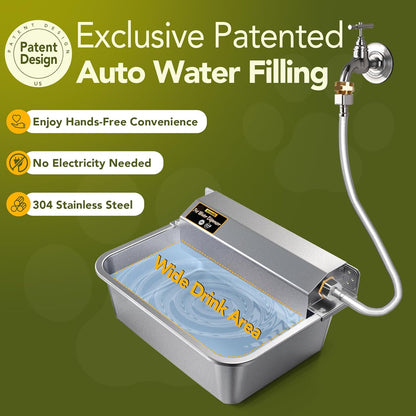 Automatic Water Dispenser for Dogs 2 Gallons, 304 Stainless Steel Dog Water Bowl Dispenser for Farm
