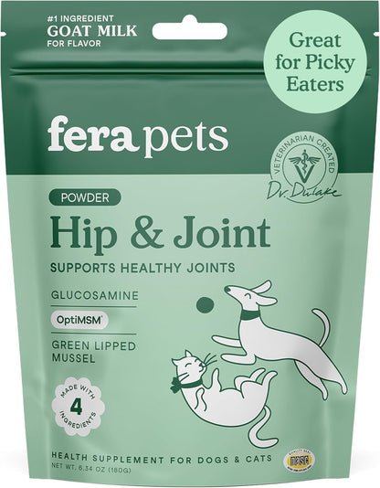 Fera Pets Goat Milk - Cat & Dog Hip and Joint Support with Glucosamine, MSM & Green Lipped Mussel