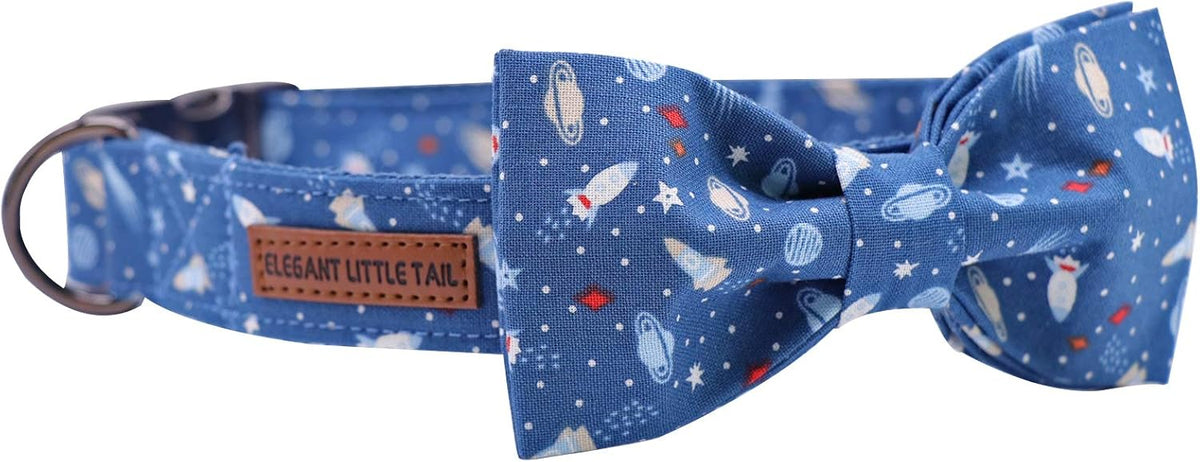 Elegant little tail Dog Collar with Bow, Cotton & Webbing, Bowtie Dog Collar, Adjustable Dog