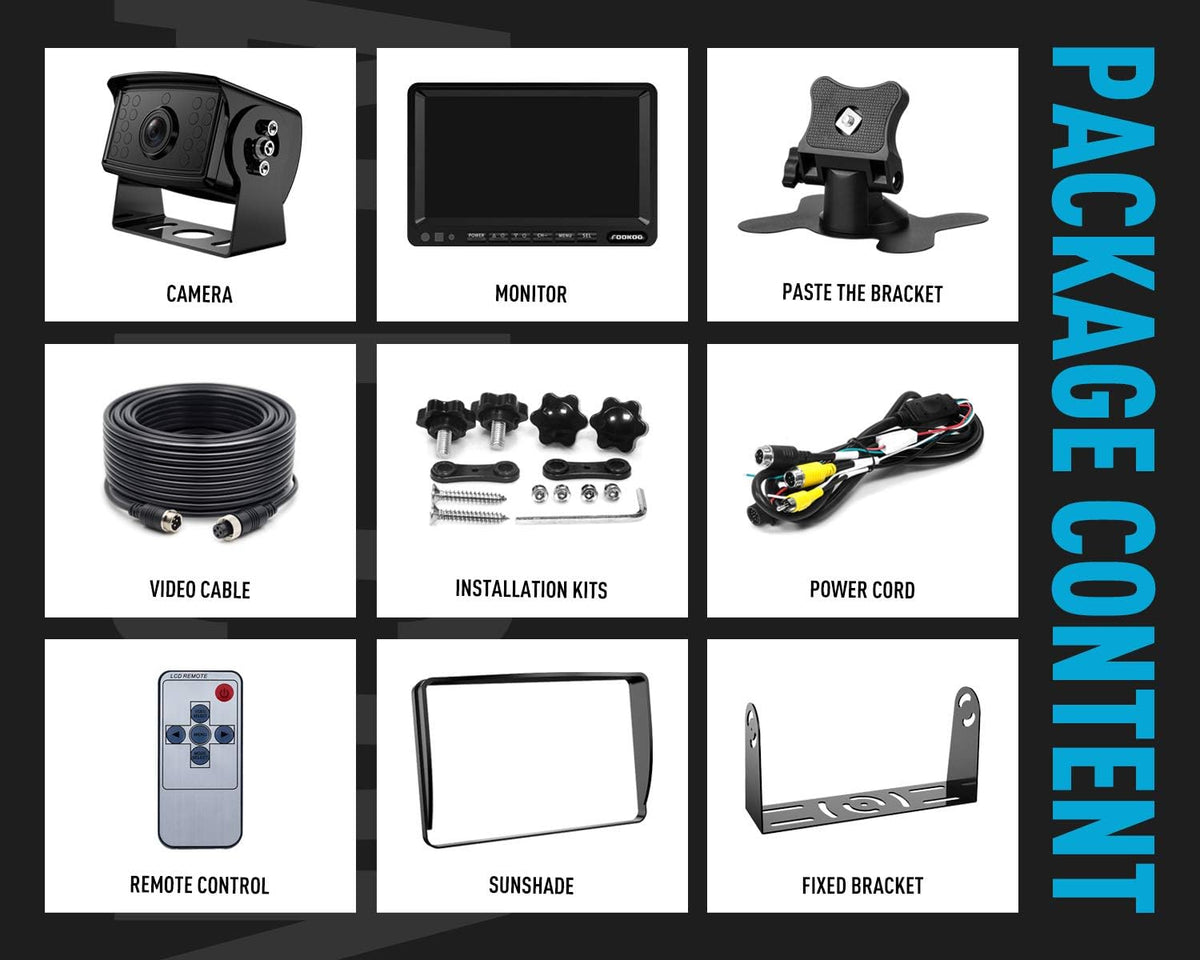 FOOKOO ??HD Backup Camera System Kit,7" 1080P Reversing Monitor+IP69 Waterproof Rear View