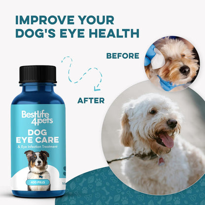 Dog Eye Care & Infection Treatment, Natural Dog Supplements for Conjunctivitis, Swelling, Dry Eyes