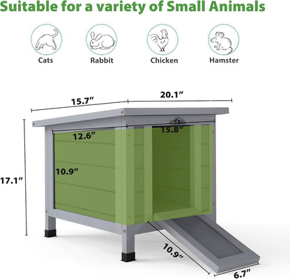 Coziwow Rabbit Hutch, Outdoor Cat House Weatherproof, Bunny Cage Indoor with Openable, Portable