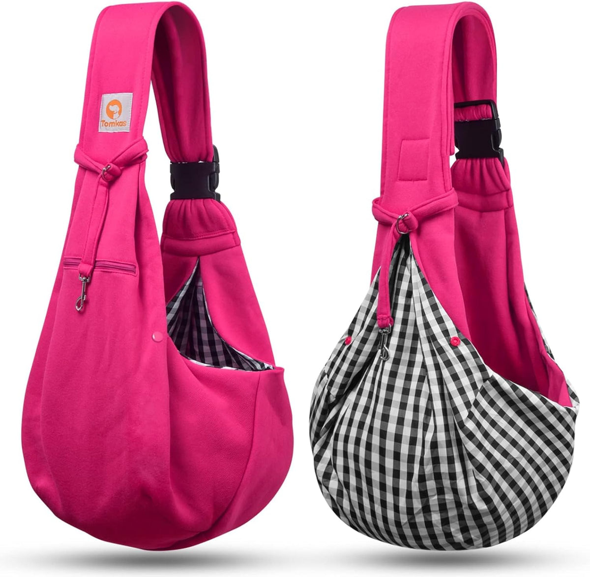 TOMKAS Dog Sling Carrier for Small Dogs Puppy Carrier for Small Dogs (Rose red, Adjustable Strap