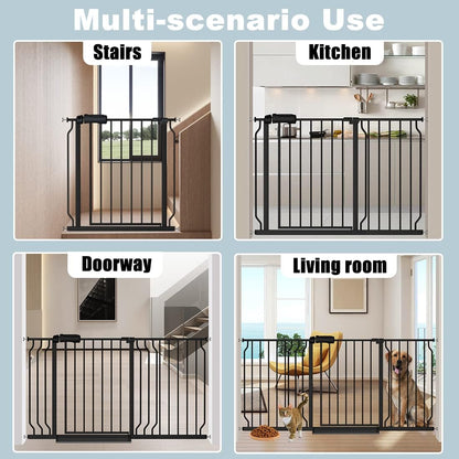 Extra Wide Baby Gate With 14.17in Extensions - Walk Through Pressure Mount Auto Close Child Safety
