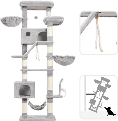 Cat Tree for Large Cats, 78.7"(200cm) Tall Cat Tower for Indoor Cats Multiple Cats with Large Top