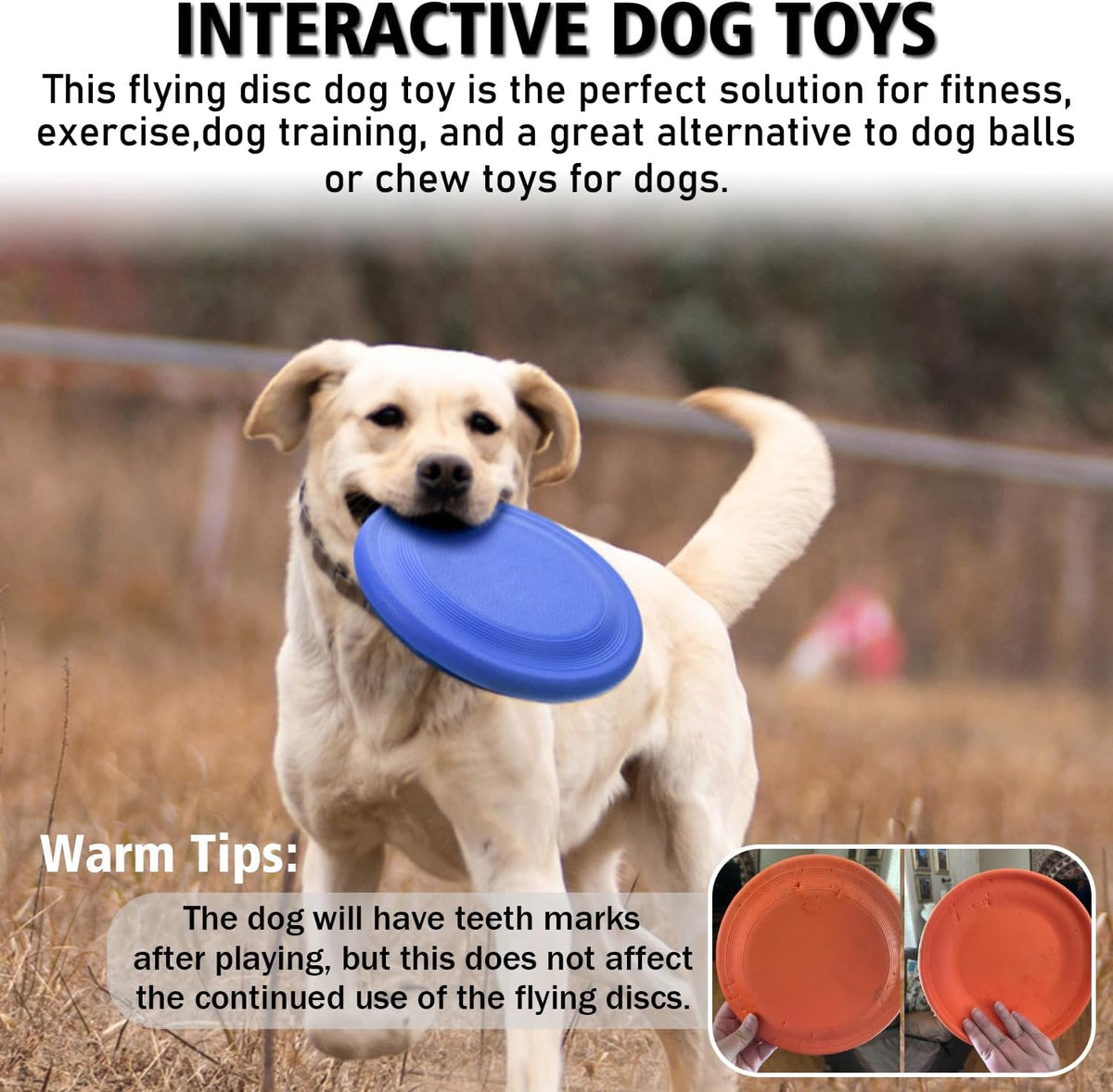 Dog Flying Disc - Durable Rubber Flying Disc Dog Toy - 9.25" Indestructible Rubber Dog Flying Discs