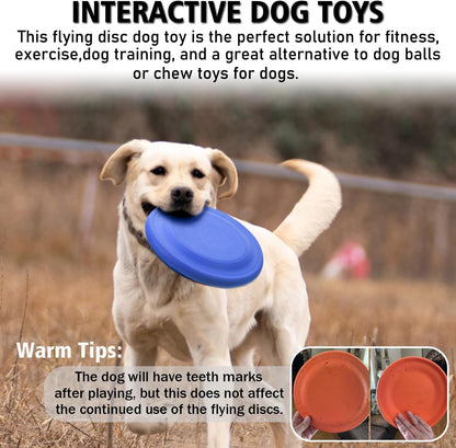 Dog Flying Disc - Durable Rubber Flying Disc Dog Toy - 9.25" Indestructible Rubber Dog Flying Discs