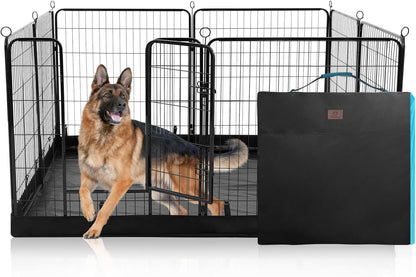 PJYuCien Dog Playpen Plus Storage Bag, 32" H 8 Panels Puppy Pen with Square Bottom, Heavy Duty Dog