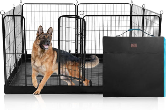 PJYuCien Dog Playpen Plus Storage Bag, 32" H 8 Panels Puppy Pen with Square Bottom, Heavy Duty Dog
