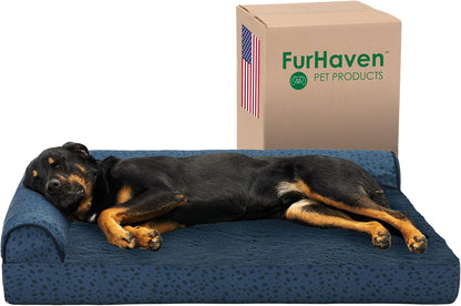Furhaven Cooling Gel Dog Bed for Large Dogs w/ Removable Bolsters & Washable Cover, For Dogs Up to