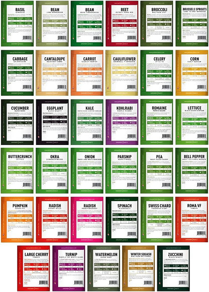 Gardeners Basics Survival Vegetable Seeds Garden Kit Over 16,000 Seeds Non-GMO and Heirloom, Great