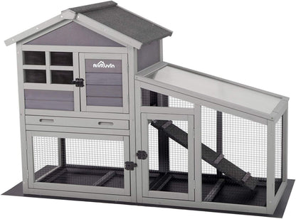 Aivituvin Rabbit Hutch Outdoor Chickecn Coop Indoor Bunny Cage with Pull Out Tray,Upgrade