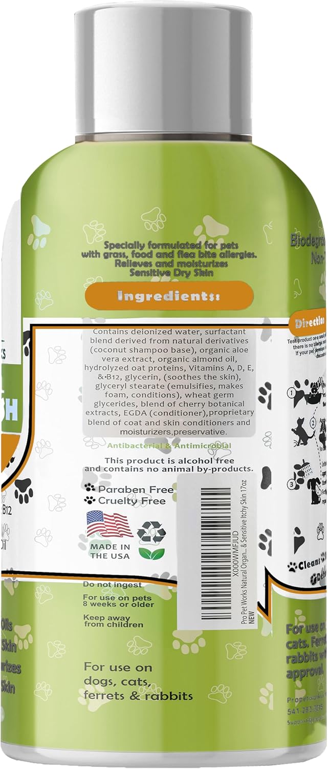 Oatmeal Dog Shampoo & Conditioner 17oz [USA] 5 in 1 Plant-Based Organic Sulfate-Free