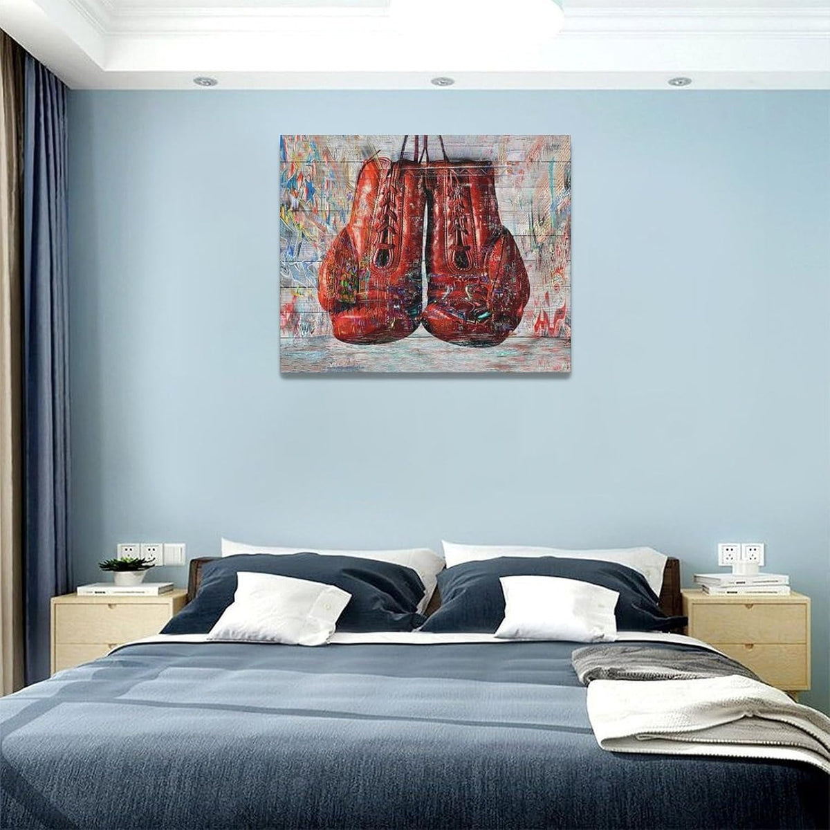 Quorin Banksy Graffiti Boxing Wall Art Red Boxing Gloves Pictures Gym Sport Wall Decor Canvas Print