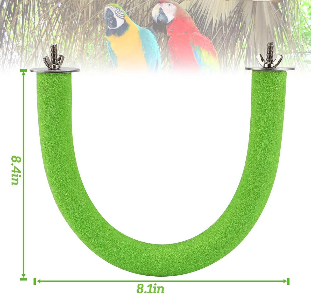 Rypet U Shape Parrot Perch Stand Toy for Paw Grinding Clean Stick Exercise, Rough-Surfaced Quartz