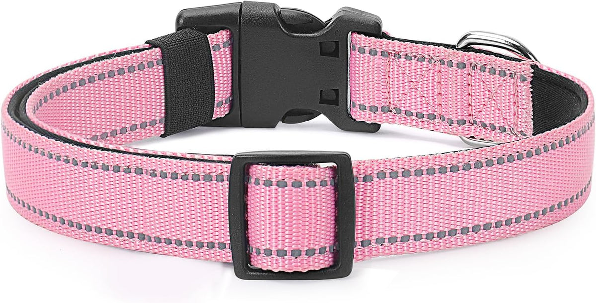 Reflective Dog Collar Padded with Soft Neoprene Breathable Quick Release Basic Dog Collars for