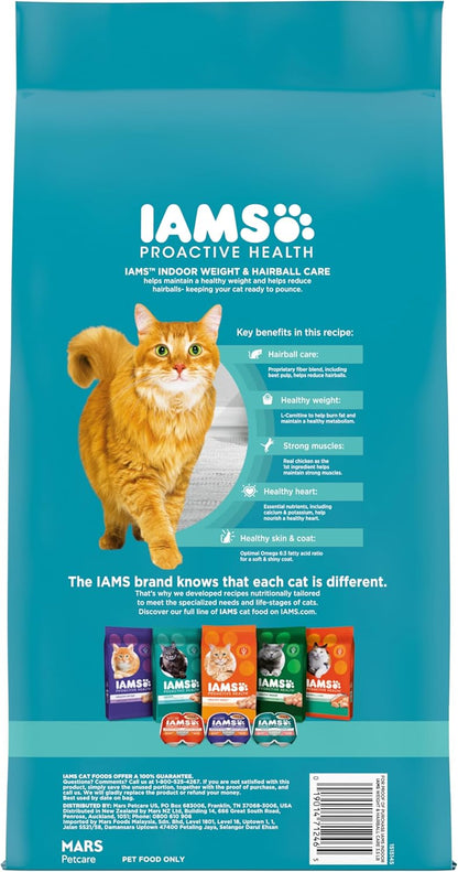 IAMS Proactive Health Indoor Weight Control & Hairball Care Adult Dry Cat Food, Chicken & Turkey