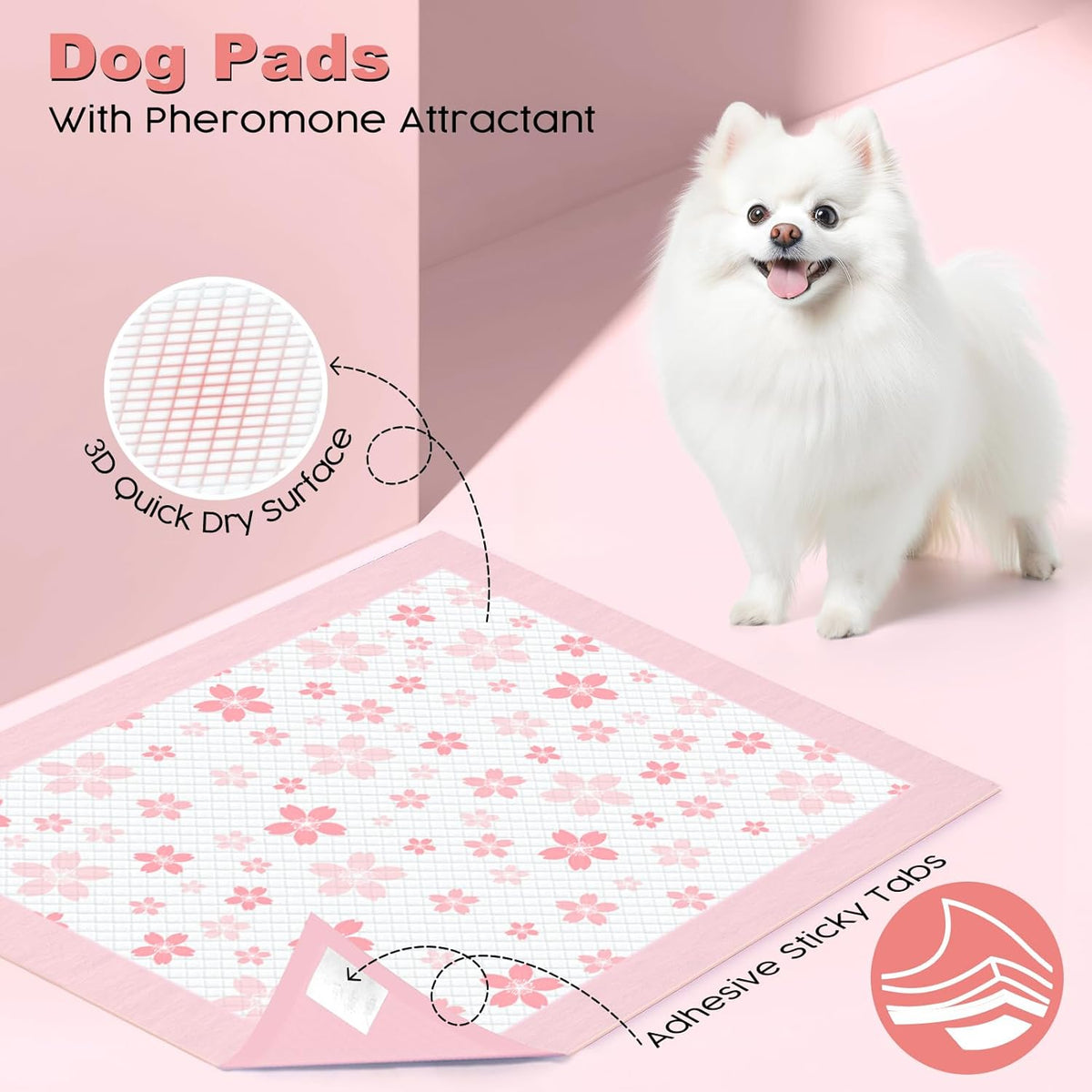MIZOK Puppy Pads 22"x 22" with Leak-Proof Quick-Dry Design Pee Pads for Dogs Potty Training