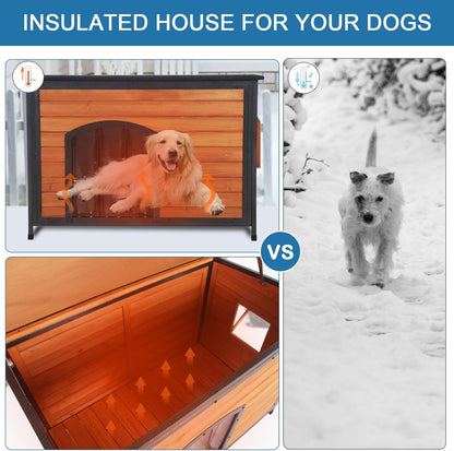Dog House Outdoor Insulated 43.3" L Large Dog Kennel 6 Sides All-Round Foam Winter Weatherproof for