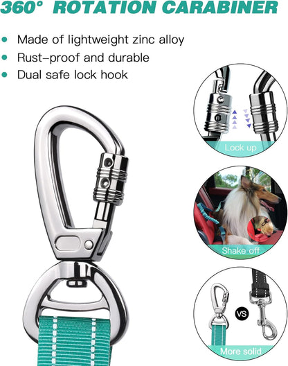 AUBELL Dog Seat Belt for Car,Updated 3-in-1 Adjustable Reflective Bungee Heavy Duty Dog Car Harness