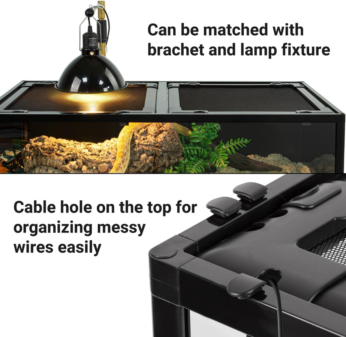 REPTIZOO 34 Gallon Glass Reptile Terrarium, 36" x 18"x 12" Wide & Low Reptile Tank Snake Terrarium