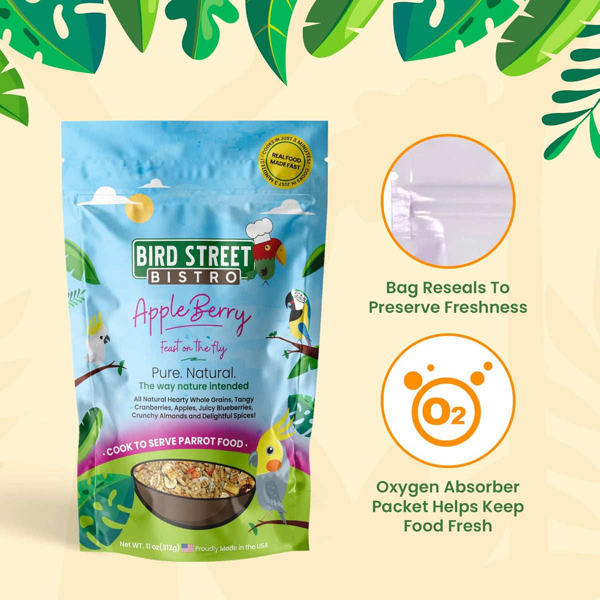 Parrot Food Sample Pack Cooks in as Little as 3 to 15 min | All Natural & Organic Grains and