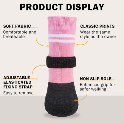 SCENEREAL Anti Slip Dog Boots & Paw Protectors for Hardwood Floor, Extended Dog Socks to Prevent