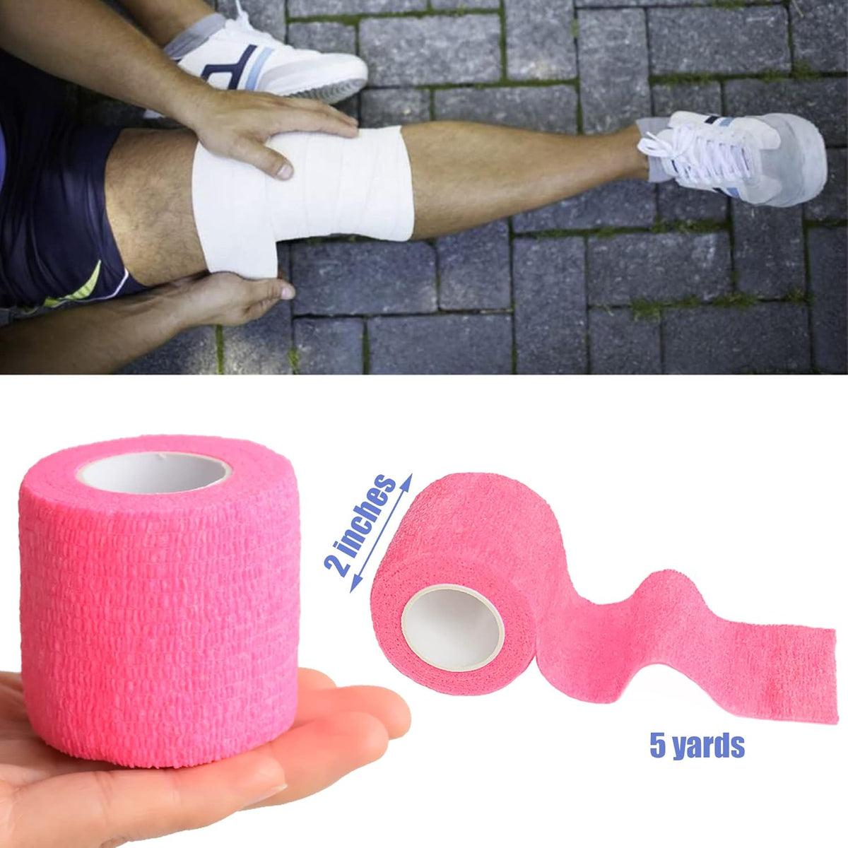 9 Pack 2" x 5 Yards Self Adhesive Bandage Wrap Self Stick Wrap for Ankle, Wrist, Finger, Sports
