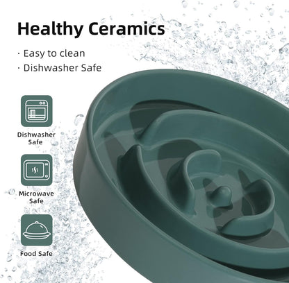 8.2inch Ceramic Slow Feeder Dog Bowl for Medium and Large Breed, Puzzle Dog Food Dish