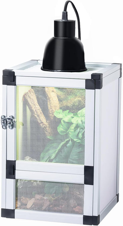 Small Reptile Cage 8" x 8" x 12", Hatching Habitat, Dual Doors, Screen & Acrylic Ventilation, Easy