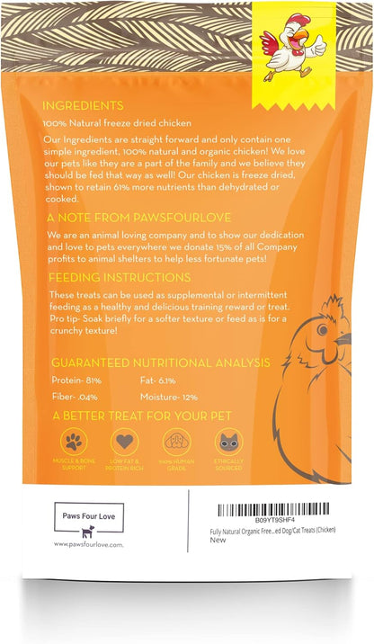 Organic Freeze Dried Dog & Cat Treats - Single Ingredient, Grain Free Food Toppers for Healthy