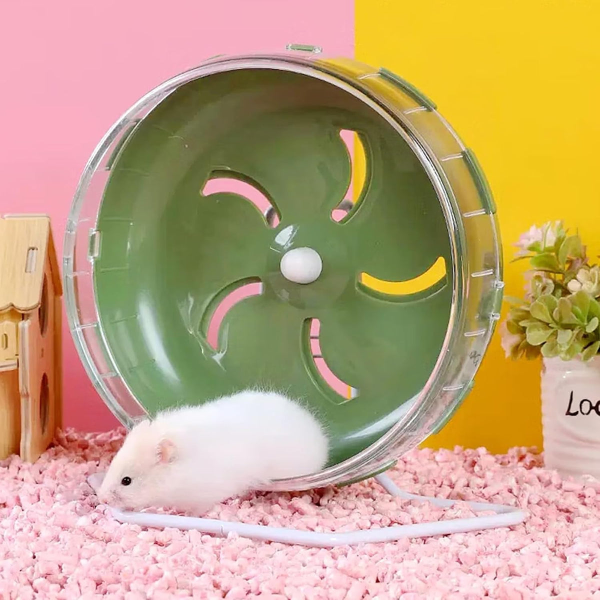 Jeeone Silent Hamster Wheel 7 inch, Hamster Exercise Wheel, Height-Adjustable Hamster Wheel Cage