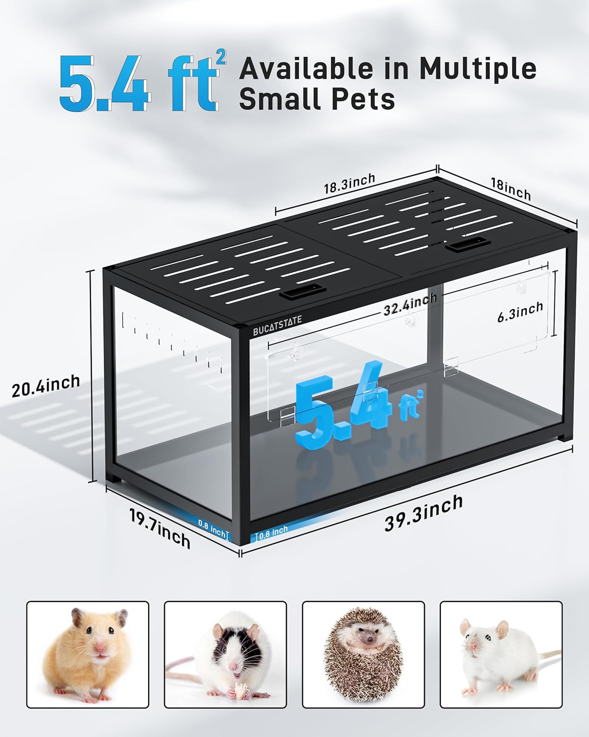 BUCATSTATE Hamster Cage 3.0: Large Metal Rat Cage Stackable with Top Access Easy Assemble 39.3L x