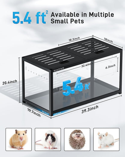 BUCATSTATE Hamster Cage 3.0: Large Metal Rat Cage Stackable with Top Access Easy Assemble 39.3L x