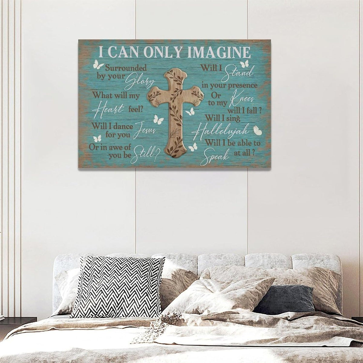 Rustic Christian Cross Wall Art I Can Only Imagine Pictures Farmhouse Butterfly Wall Decor Teal