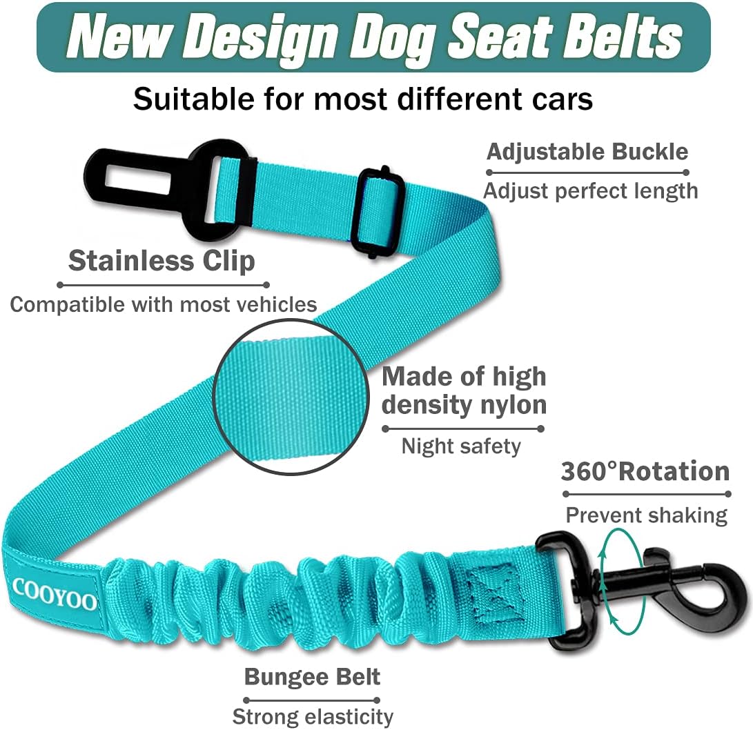 COOYOO Dog Seat Belt,Retractable Dog Car Harness Seat Belt for Car Adjustable Nylon Pet Safety Seat